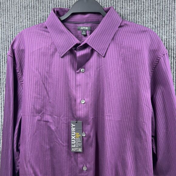 VTG APT 9 Luxury Shirt Mens XL Purple Black Striped Modern Fit Button Down NWT - Picture 2 of 16